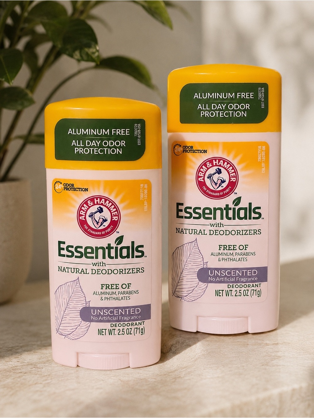 Arm & Hammer Essentials Unscented Deodorant Stick - Brand New Pack of 2